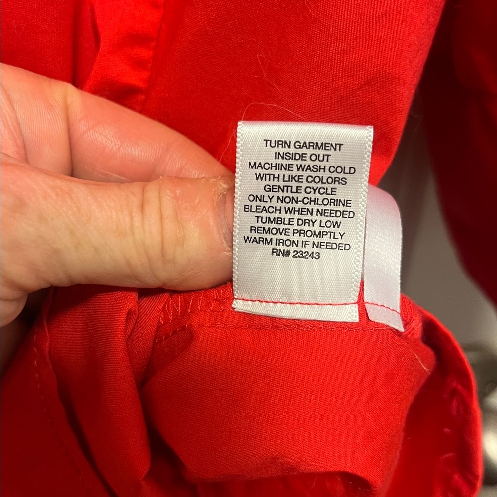 New York & Company Red Button Down Shirt - Picture 7 of 7